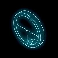 Glowing neon scope showing target on black background vector