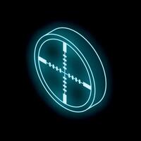 Glowing neon target sign representing precision and accuracy vector