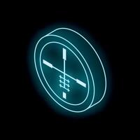 Glowing neon crosshair signifying precision and targeting on black background vector