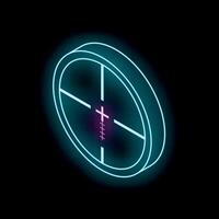 Glowing neon crosshair targeting system on dark background vector