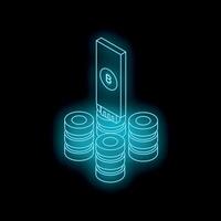 Cryptocurrency hardware wallet protecting bitcoin stacks on black background vector