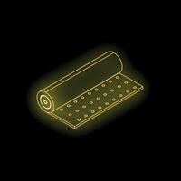 Neon yellow rolled perforated material on black background vector