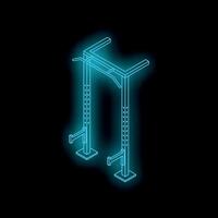 Glowing pull up bar station isometric projection on black background vector