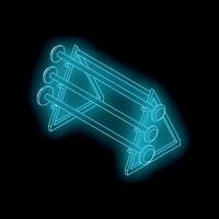 Glowing dumbbells rack isometric projection on dark background vector
