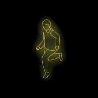 Businessman running forward in neon light style vector
