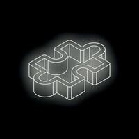 Glowing white puzzle piece representing problem solving on black background vector