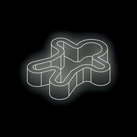 Glowing 3d outline of gingerbread man cookie cutter on dark background vector