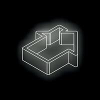 Glowing white outline of house icon appearing on dark background vector