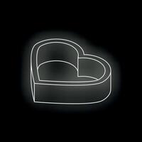 Neon heart shape glowing on dark background representing love and romance vector