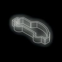 Glowing white outline of generic car on black background vector