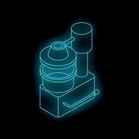 Neon isometric food processor making a smoothie on black background vector