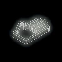 Glowing neon hand cursor icon on dark background symbolizing clicking and interacting vector