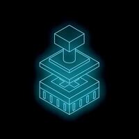 Glowing blue isometric server rack representing cloud computing technology vector