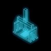Futuristic 3d printer creating objects with additive manufacturing technology vector
