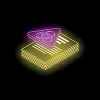 Glowing neon biohazard symbol on documents symbolizing biological contamination vector