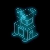 Futuristic server room glowing in isometric view vector