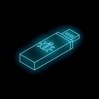 Flash drive showing virus bug malware infection spreading through hardware vector