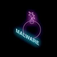 Malware bomb about to explode with neon light effect vector