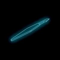 Glowing neon scalpel isometric view on black background vector