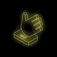 Neon yellow hand hovering over smartphone on black background vector