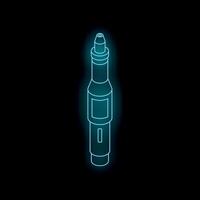 Electric pen glowing with neon light on dark background vector