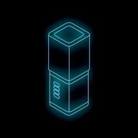Glowing modern portable battery charger with led indicator lights on black background vector
