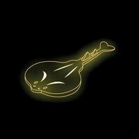 Yellow neon light stingray glowing on black background vector