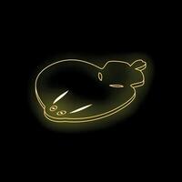 Glowing neon yellow stingray icon on black background vector