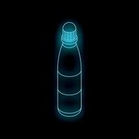Glowing neon bottle shining on black background vector