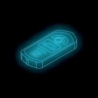 Glowing car key remote control opening or locking vehicle in dark background vector