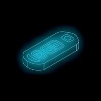 Glowing blue remote control key on black background vector