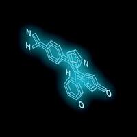 Glowing blue molecule structure representing chemical compound on black background vector