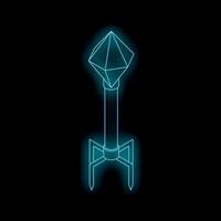 Bacteriophage virus attacking bacteria in glowing blue neon style vector