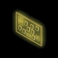 Glowing neon task board showing project management and planning vector