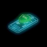 Secure sockets layer ssl certificate showing secure transaction on mobile phone vector