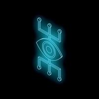 Glowing neon eye symbol representing vision and surveillance in digital age vector