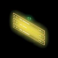 Servers stack with check mark showing successful operation in neon style vector