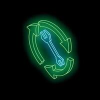 Neon light showing recycling and reuse of cutlery, forks, and utensils vector