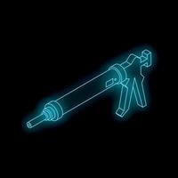 Glowing blue lines depict a skeleton gun for applying silicone or glue vector