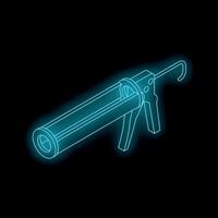 Skeleton caulking gun glowing on black background vector