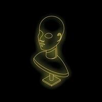 Mannequin head bust on stand glowing with neon light vector