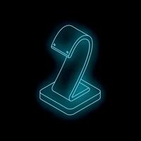 Glowing neon number two on dark background representing second place vector