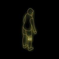 Soccer player wearing shin guards getting ready for a match during night training vector