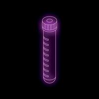 Glowing neon test tube on dark background representing scientific experiment vector