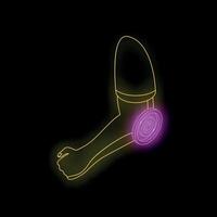 Neon robotic arm showing rotating servo motor, futuristic limb concept vector
