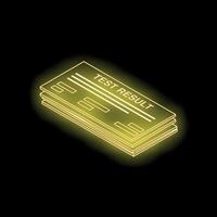 Glowing neon test result icon on dark background vector
