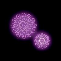 Glowing neon virus particles spreading on dark background vector