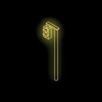 Glowing neon traffic light on a dark background vector