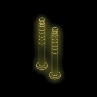 Glowing isometric traffic bollards restricting access on black background vector