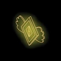 Golden ethereum mail flying with wings on black background vector
